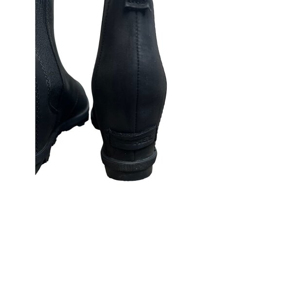 Sorel Joan of Arctic Wedge Chelsea Black Leather Waterproof Ankle Boots Size 9 - Picture 6 of 12